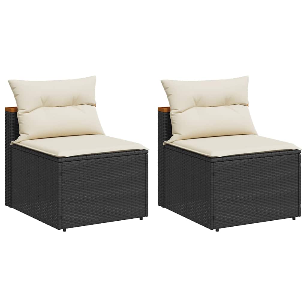 sofamoduler til haven 2 stk. med hynder polyrattan sort