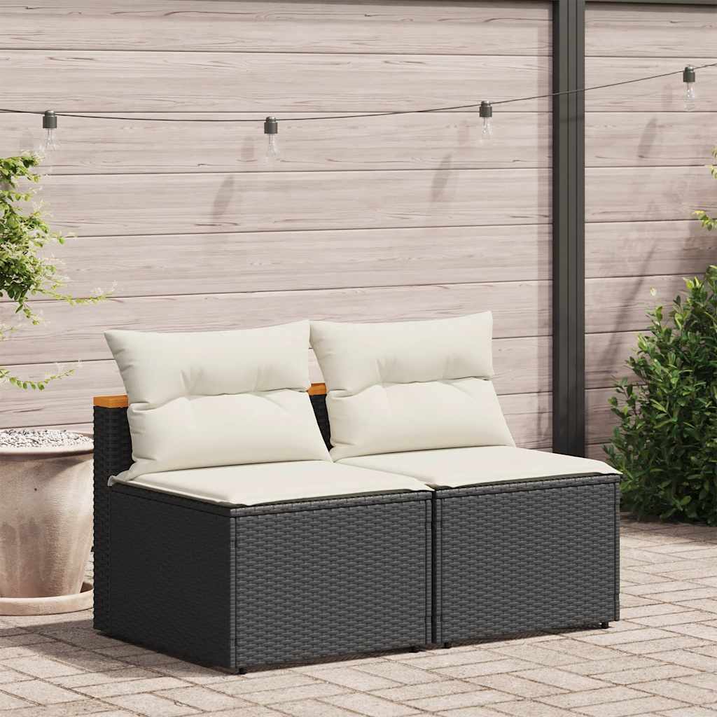 sofamoduler til haven 2 stk. med hynder polyrattan sort