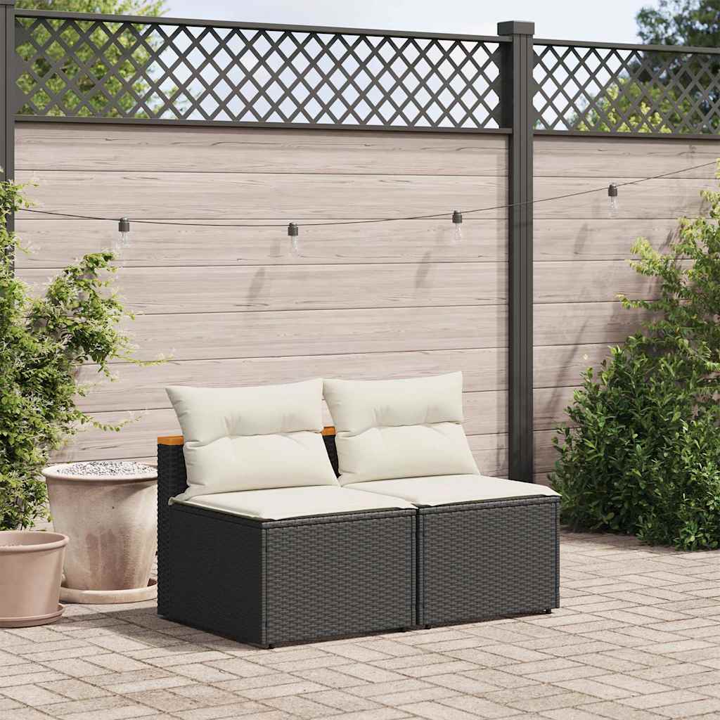 sofamoduler til haven 2 stk. med hynder polyrattan sort