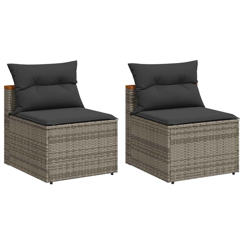 sofamoduler til haven 2 stk. med hynder polyrattan grå