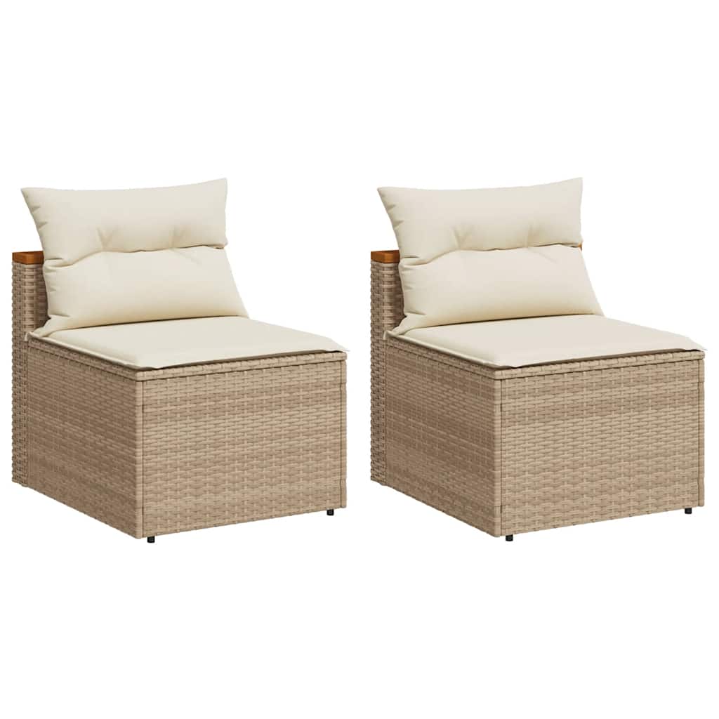sofamoduler til haven 2 stk. med hynder polyrattan beige