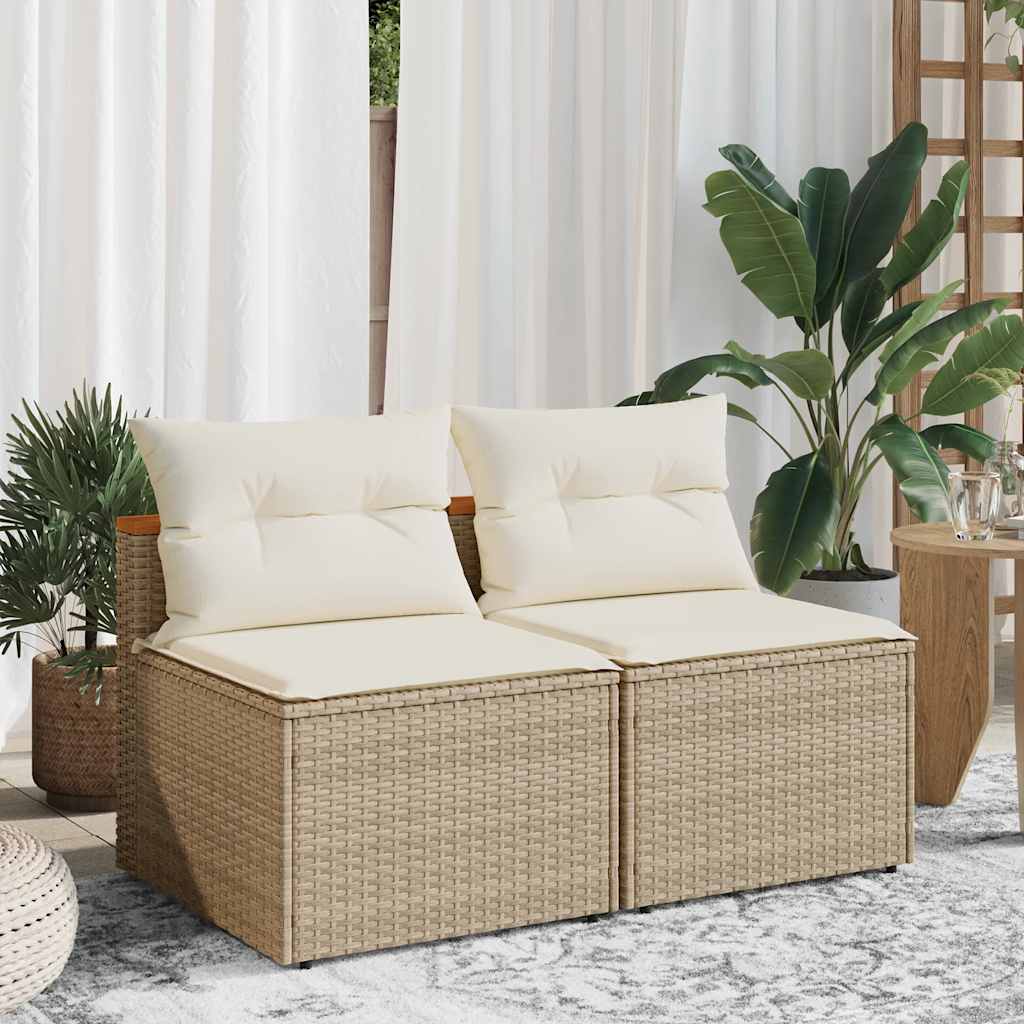 sofamoduler til haven 2 stk. med hynder polyrattan beige