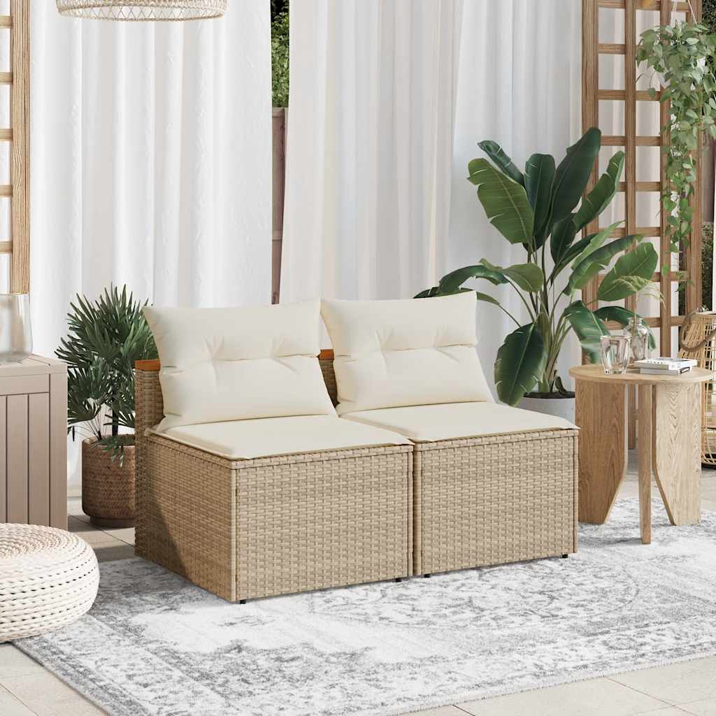 sofamoduler til haven 2 stk. med hynder polyrattan beige