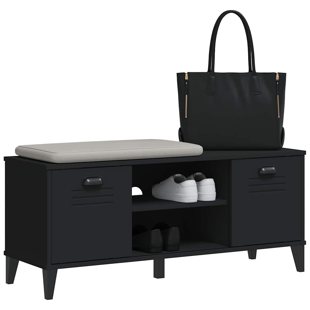 skobænk VIKEN 106x35x45 cm konstrueret træ sort
