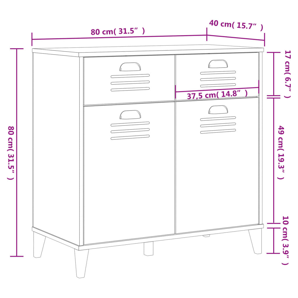 skænk VIKEN 80x40x80 cm konstrueret træ hvid
