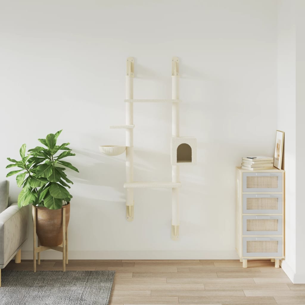 væghængt kradsetræ med kradsestolpe 180 cm cremefarvet