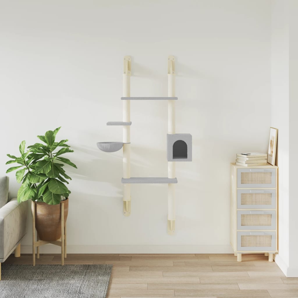 væghængt kradsetræ med kradsestolpe 180 cm lysegrå