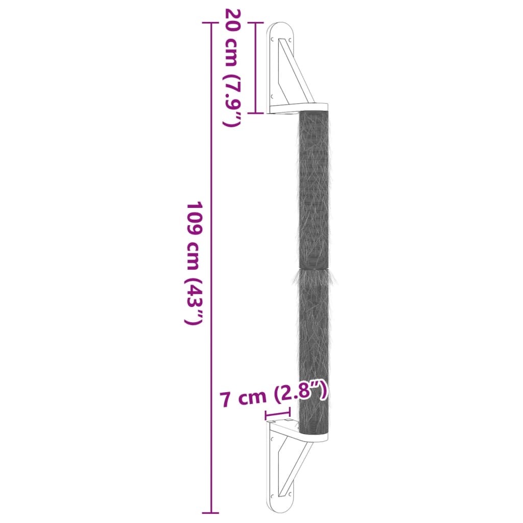 væghængt kradsetræ 109 cm sisal