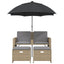 2-personers havesofa med parasol og skamler polyrattan beige
