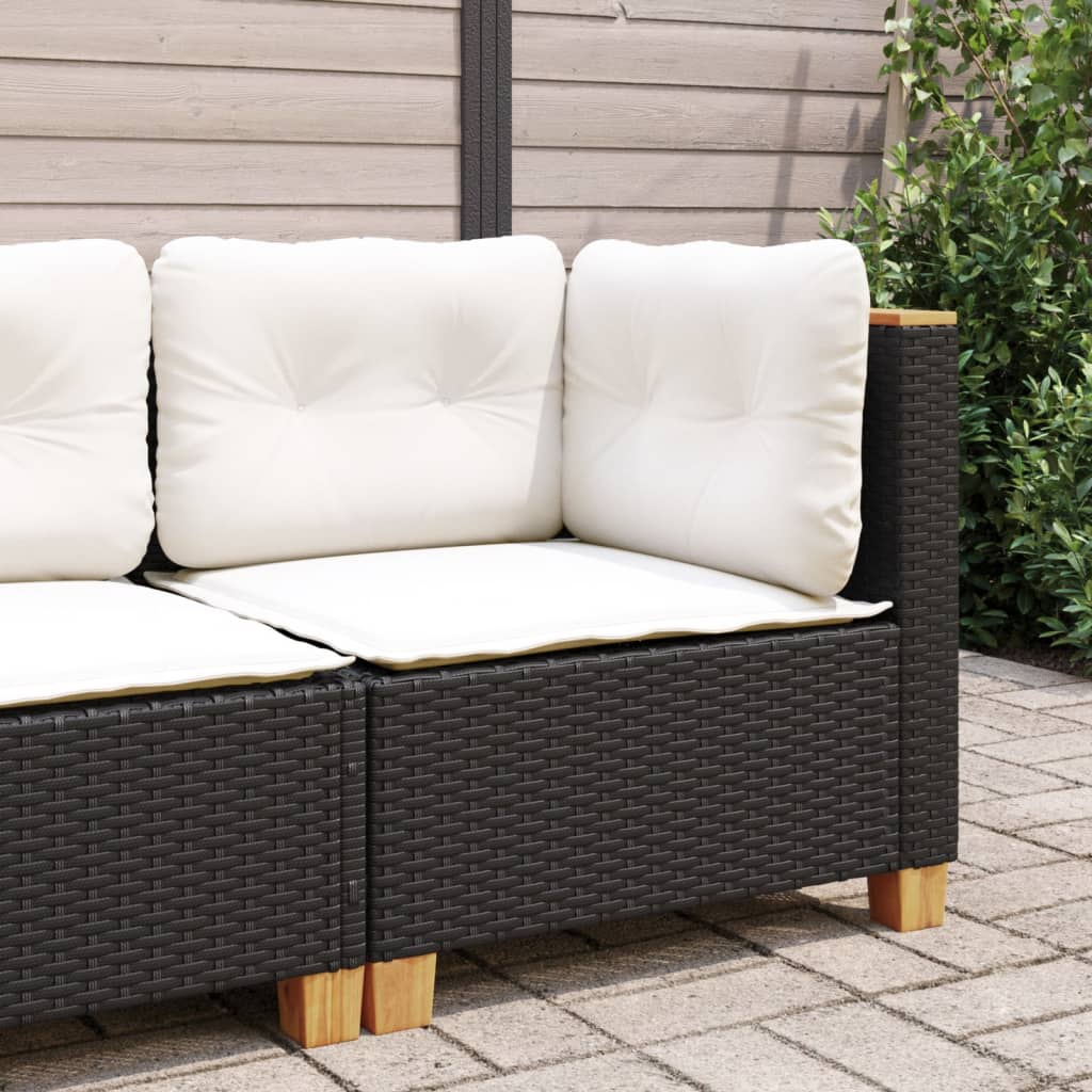 hjørnemodul til havesofa med hynder polyrattan sort