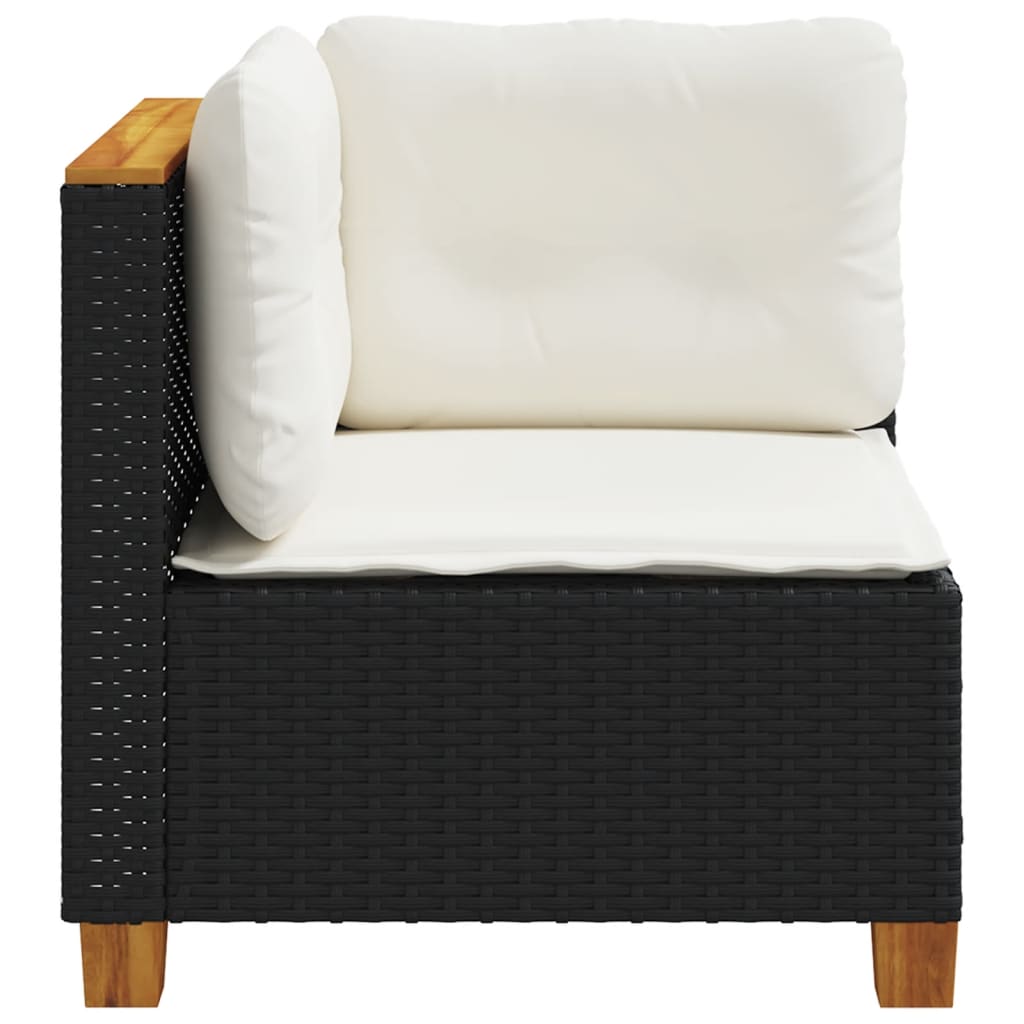 hjørnemodul til havesofa med hynder polyrattan sort