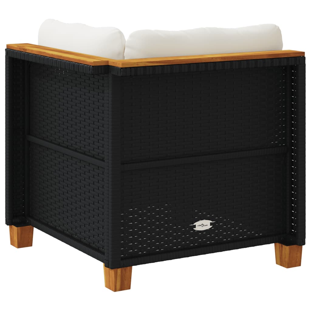 hjørnemodul til havesofa med hynder polyrattan sort
