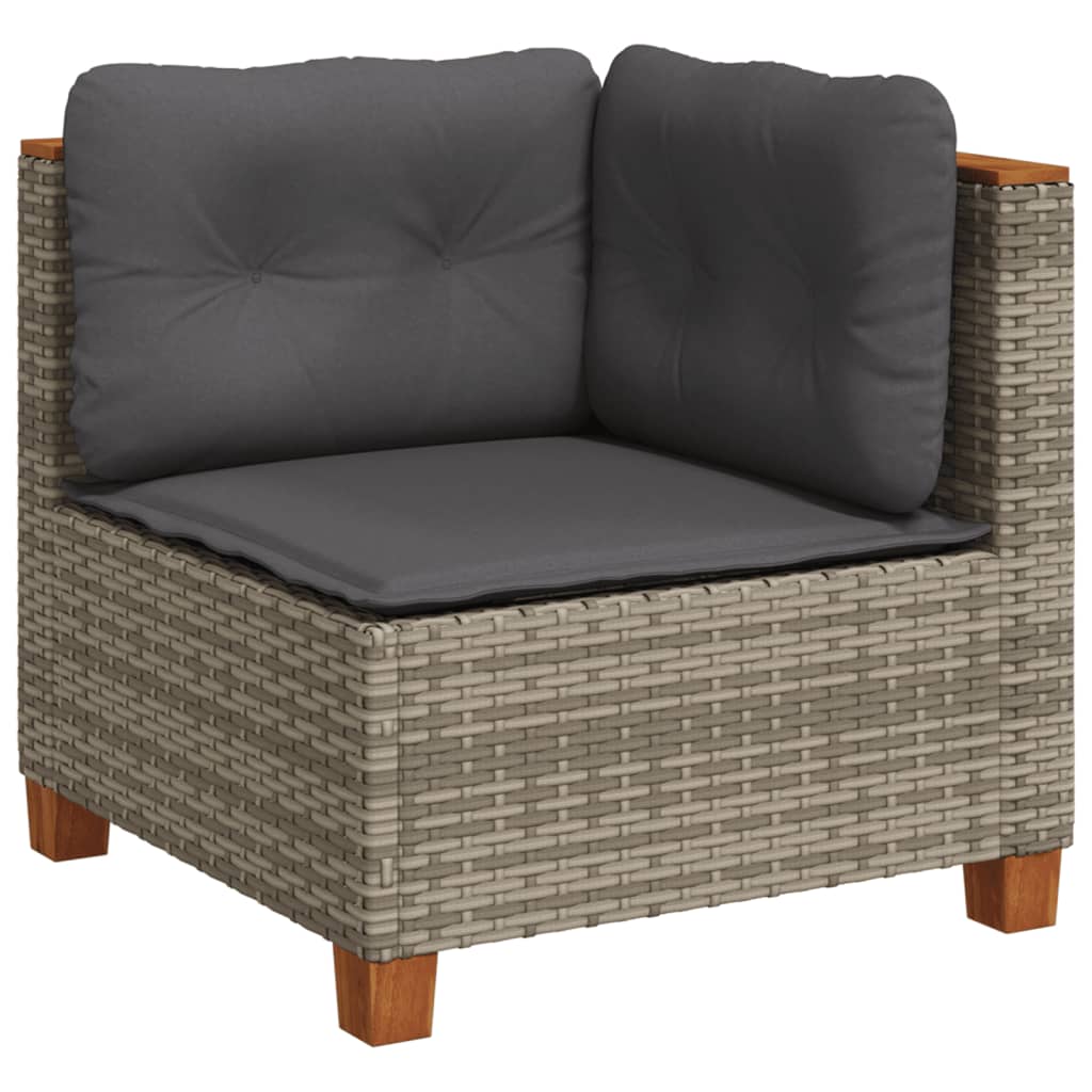 hjørnemodul til havesofa med hynder polyrattan grå