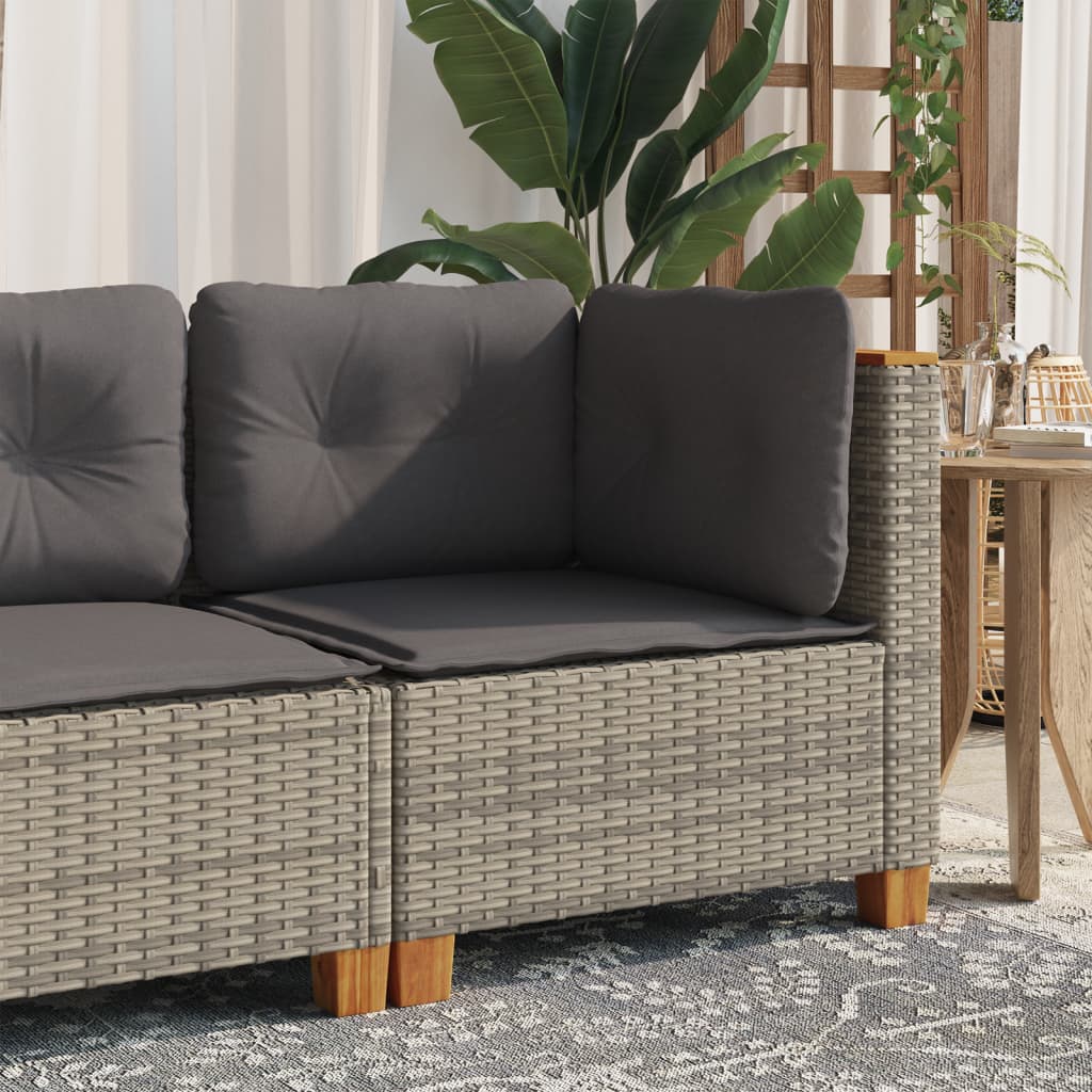 hjørnemodul til havesofa med hynder polyrattan grå
