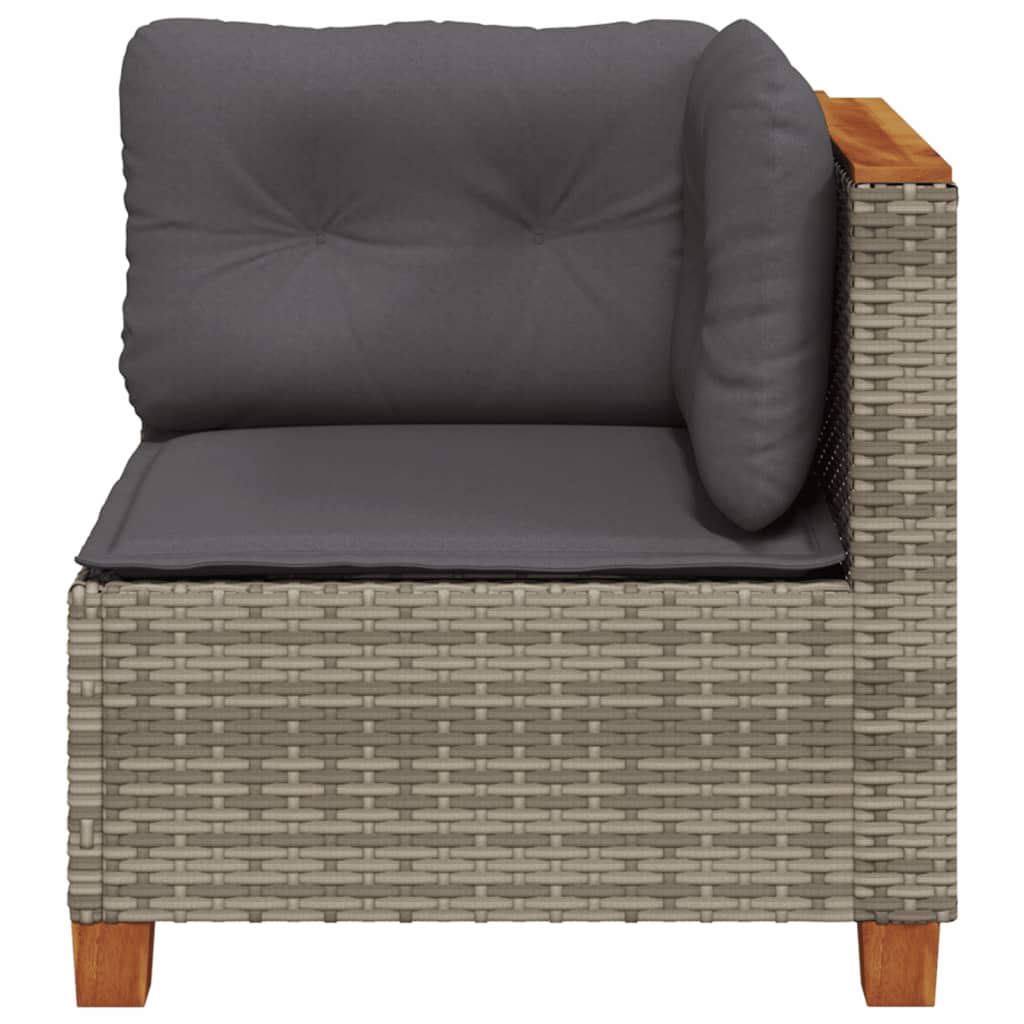hjørnemodul til havesofa med hynder polyrattan grå
