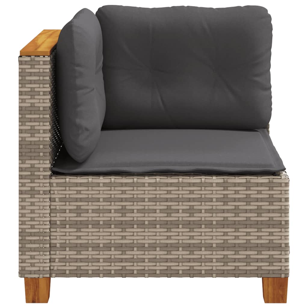 hjørnemodul til havesofa med hynder polyrattan grå