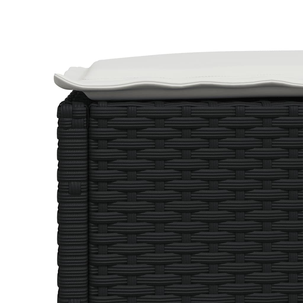 haveskammel med hynde 63,5x56x32 cm polyrattan sort