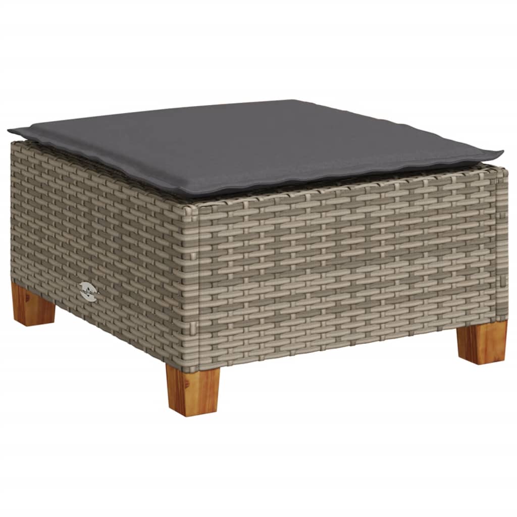 haveskammel med hynde 63,5x56x32 cm polyrattan grå