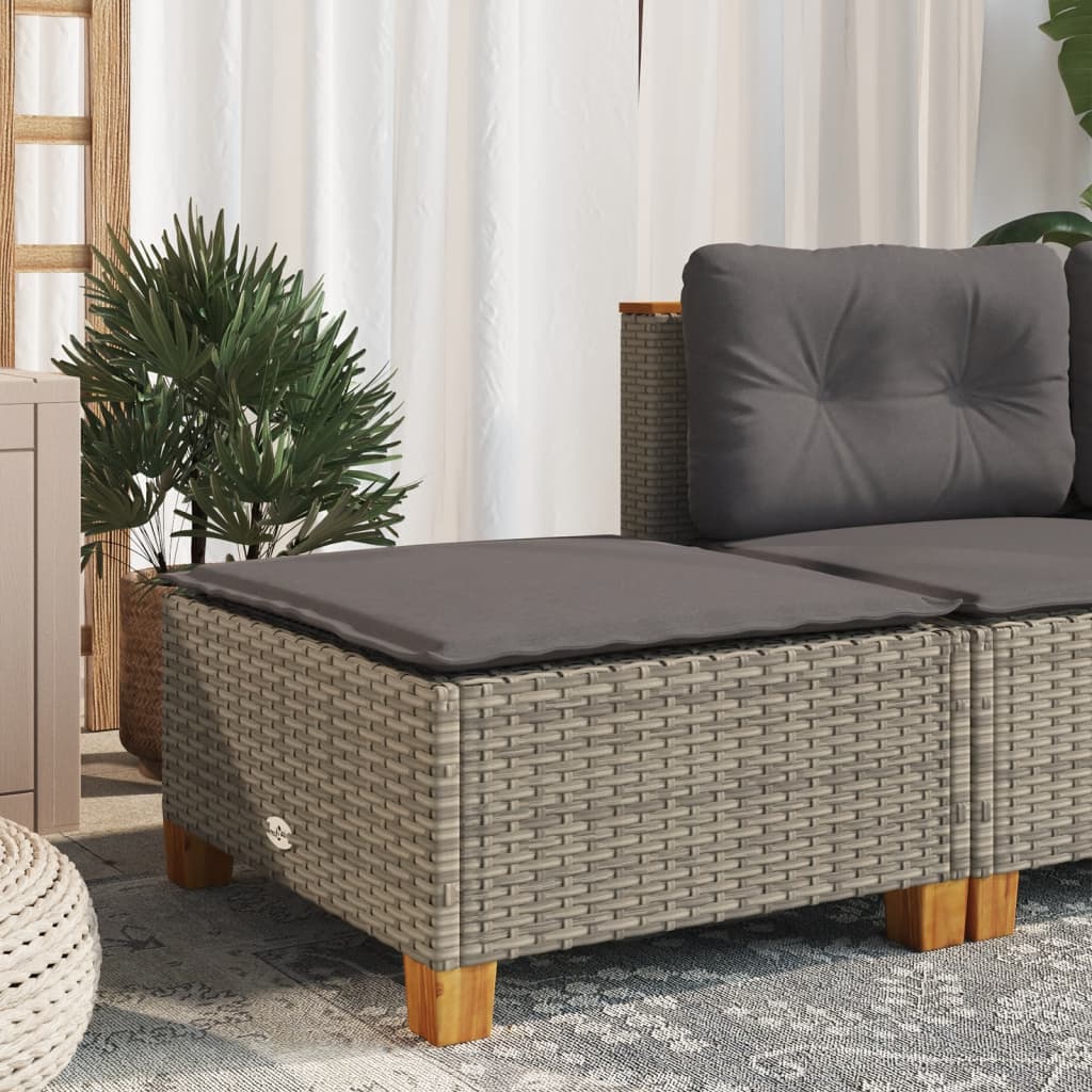 haveskammel med hynde 63,5x56x32 cm polyrattan grå