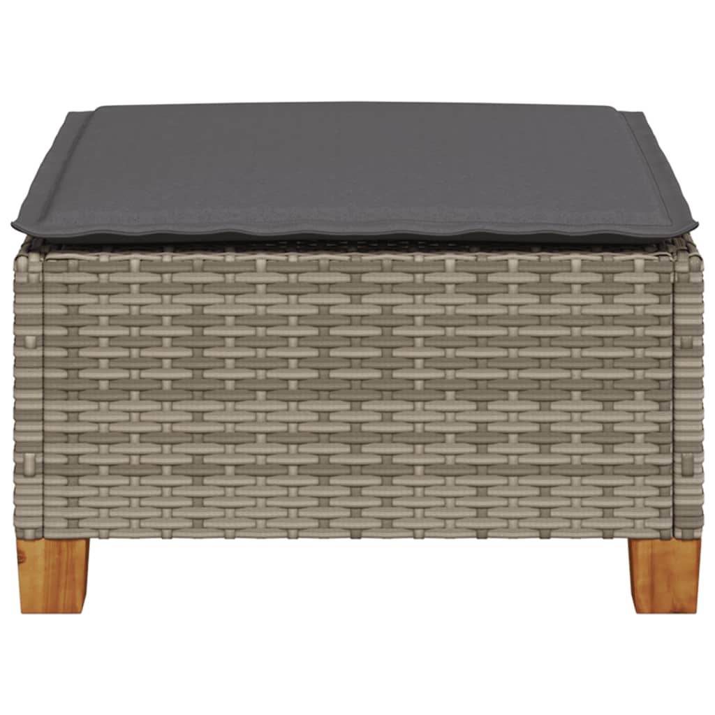 haveskammel med hynde 63,5x56x32 cm polyrattan grå
