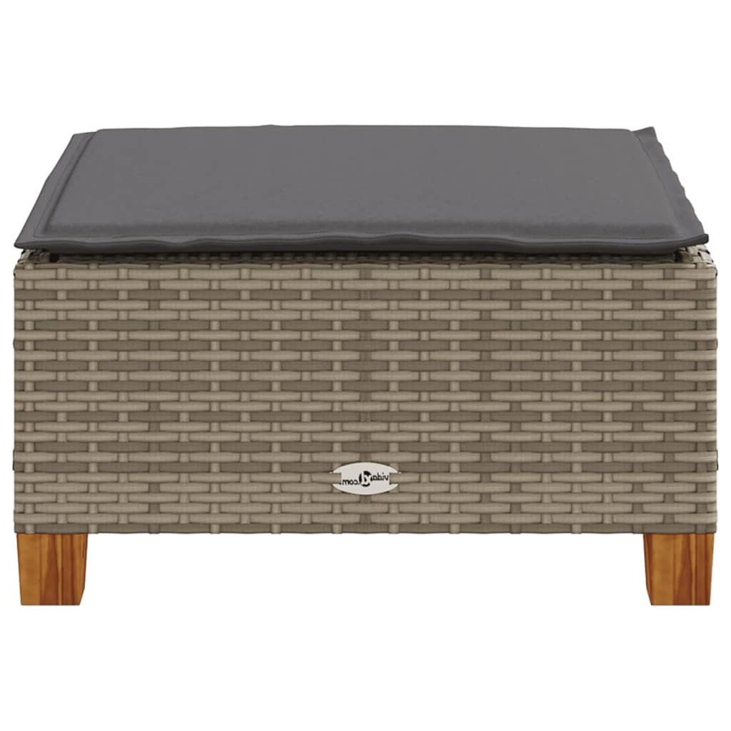 haveskammel med hynde 63,5x56x32 cm polyrattan grå