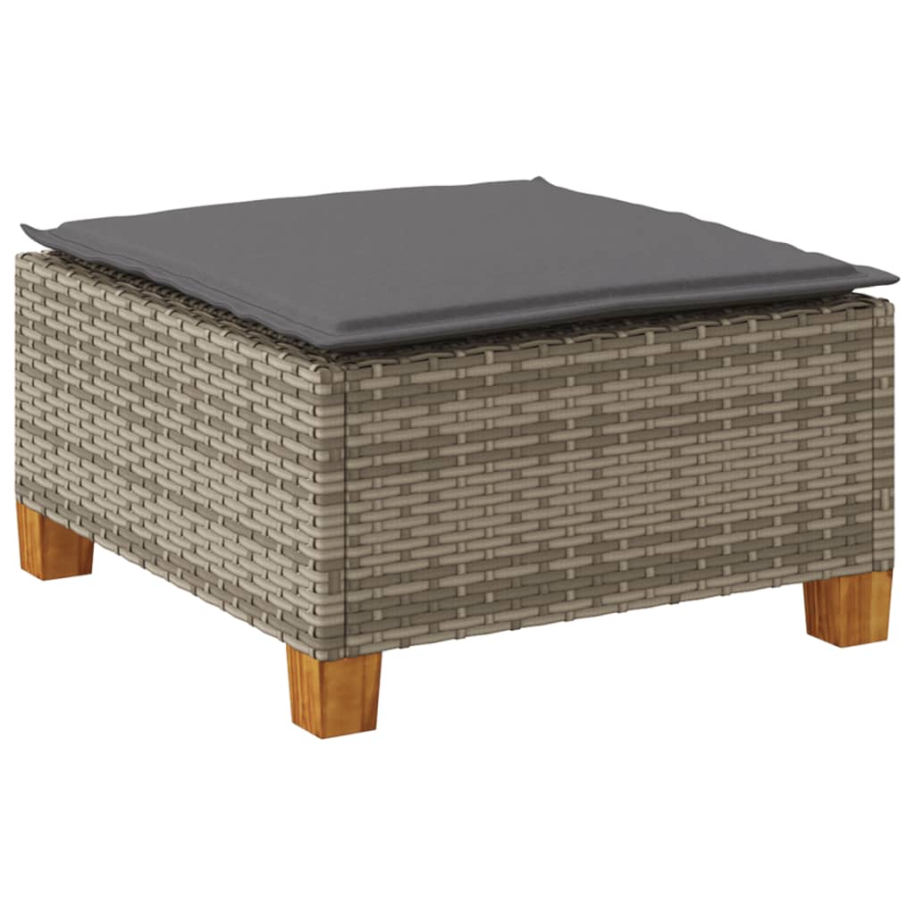haveskammel med hynde 63,5x56x32 cm polyrattan grå