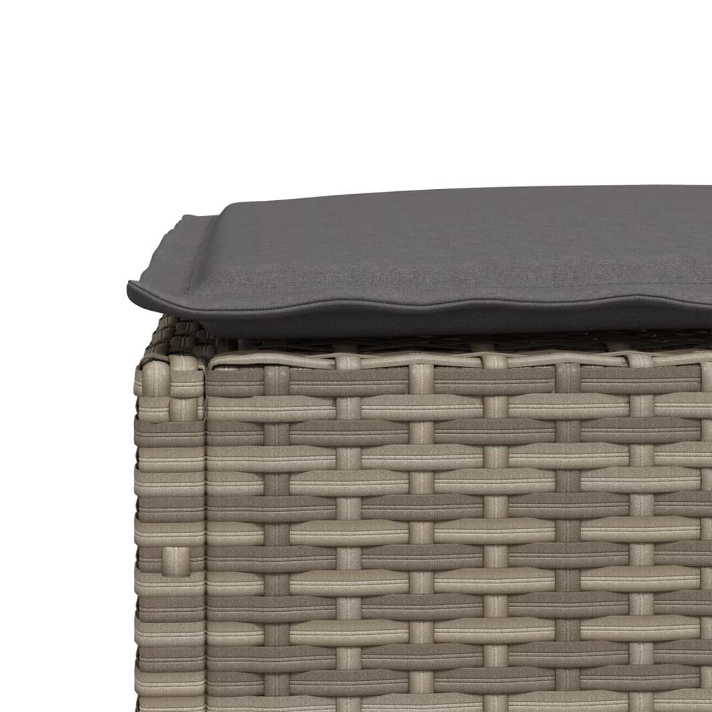 haveskammel med hynde 63,5x56x32 cm polyrattan grå