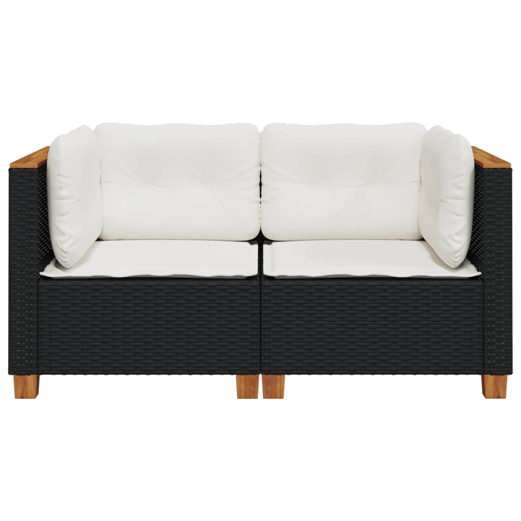 hjørnemoduler til havesofa 2 stk. med hynder polyrattan sort