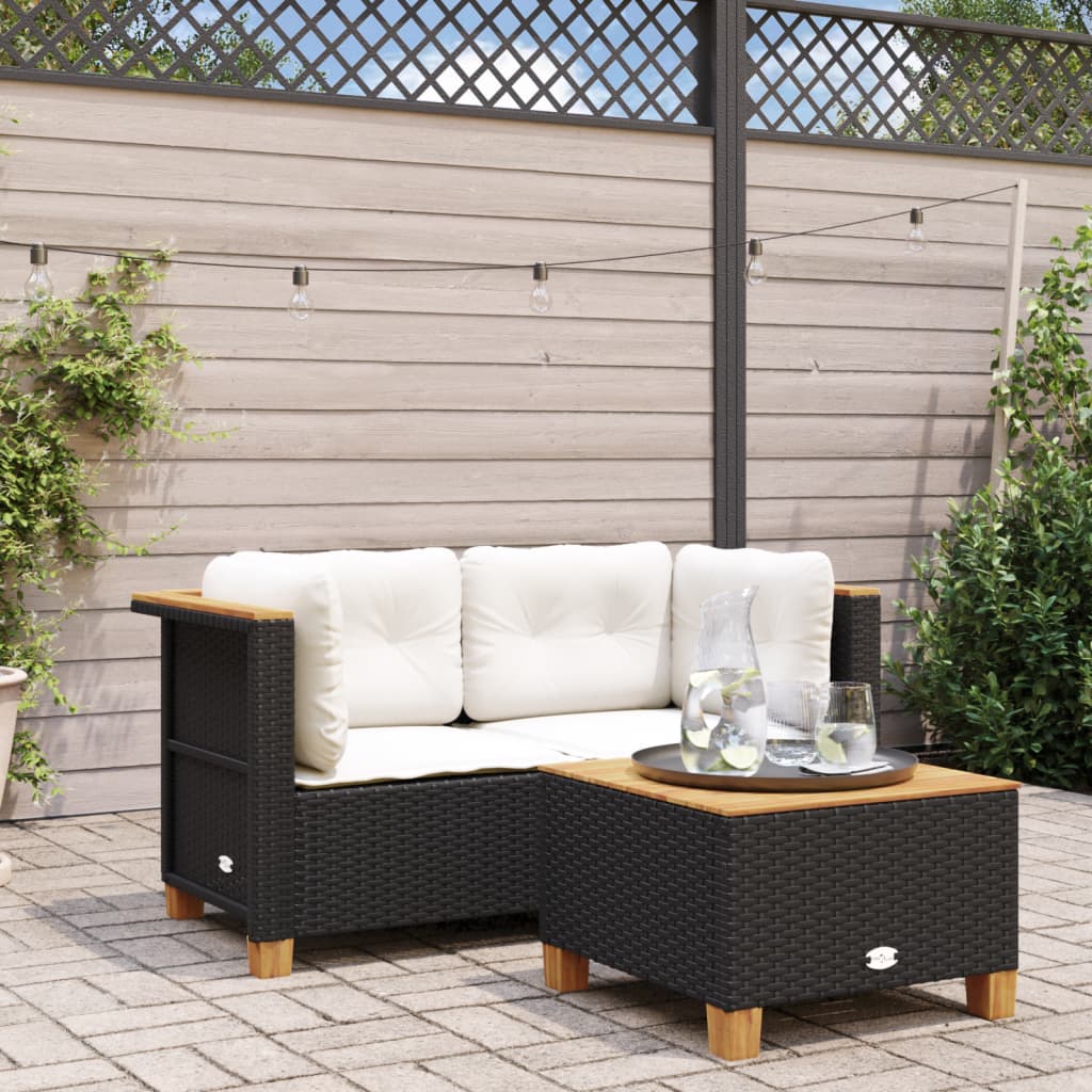 hjørnemoduler til havesofa 2 stk. med hynder polyrattan sort