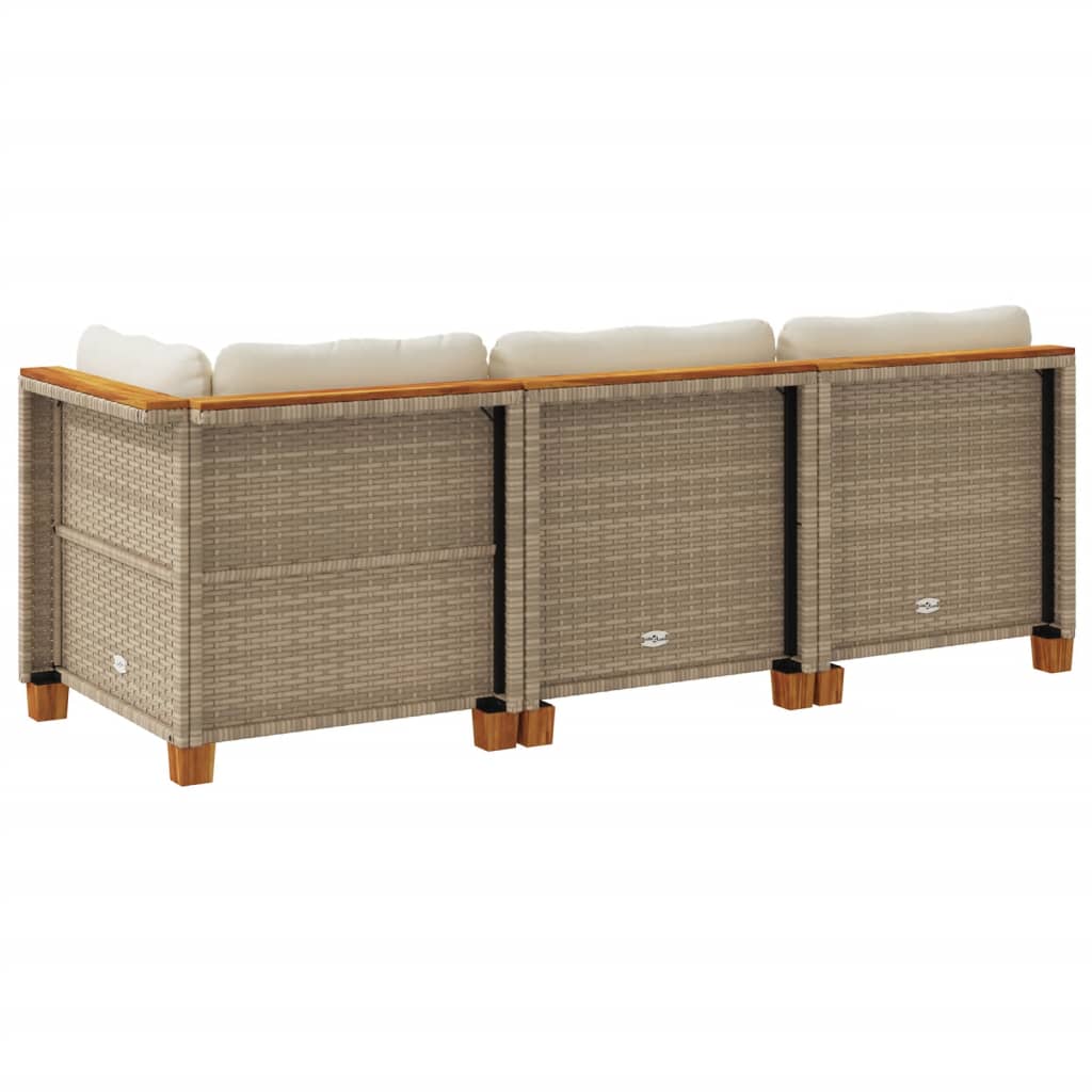 3-personers havesofa med hynder polyrattan beige