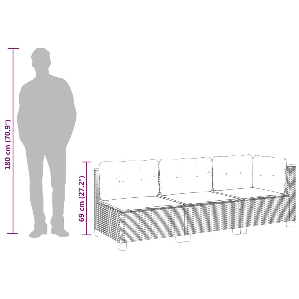 3-personers havesofa med hynder polyrattan beige