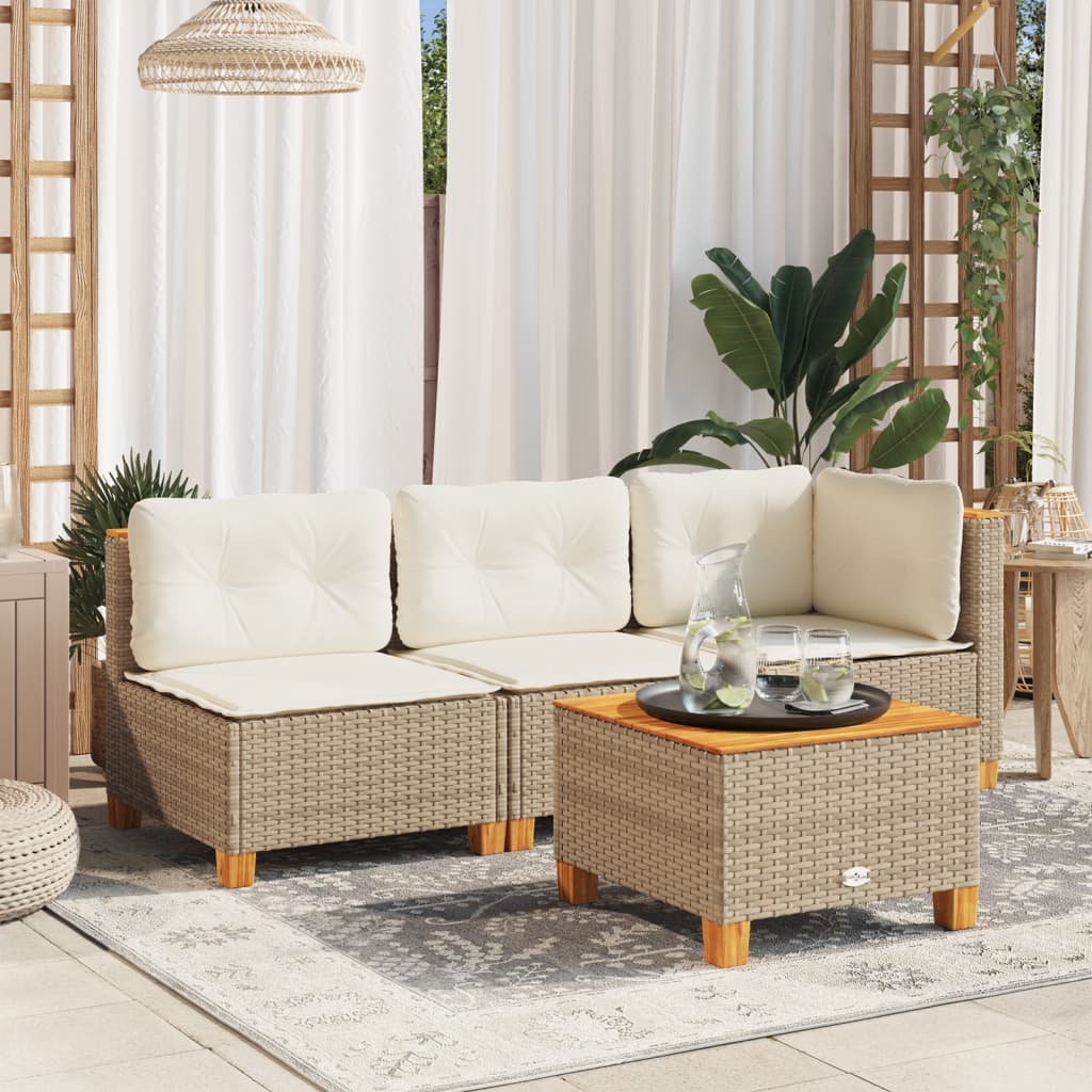 3-personers havesofa med hynder polyrattan beige