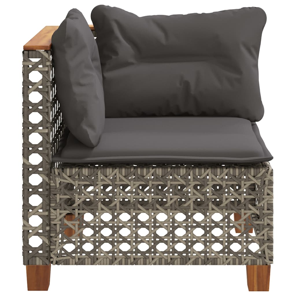 hjørnemodul til havesofa med hynder polyrattan grå