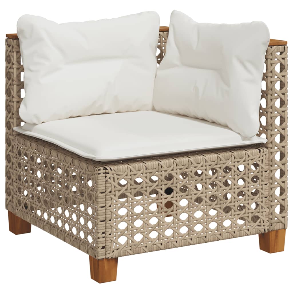 hjørnemodul til havesofa med hynder polyrattan beige