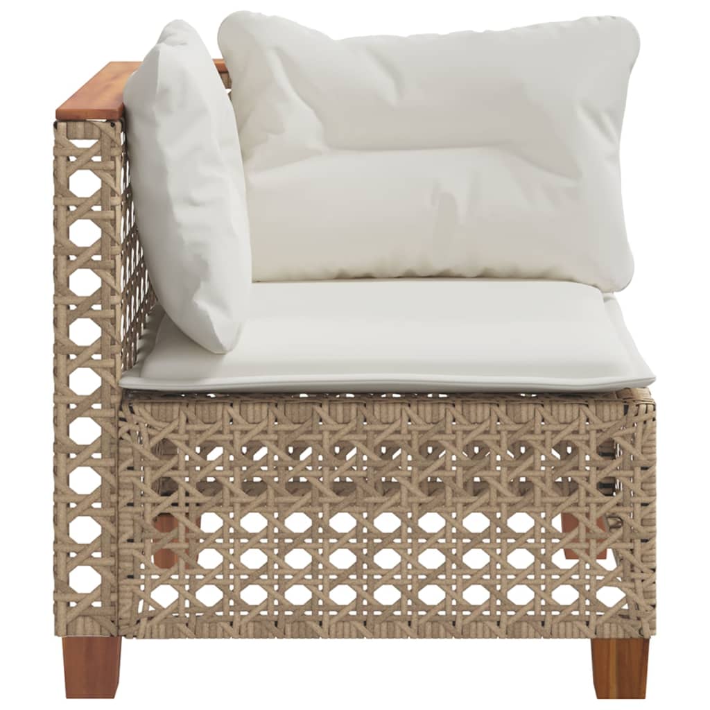 hjørnemodul til havesofa med hynder polyrattan beige