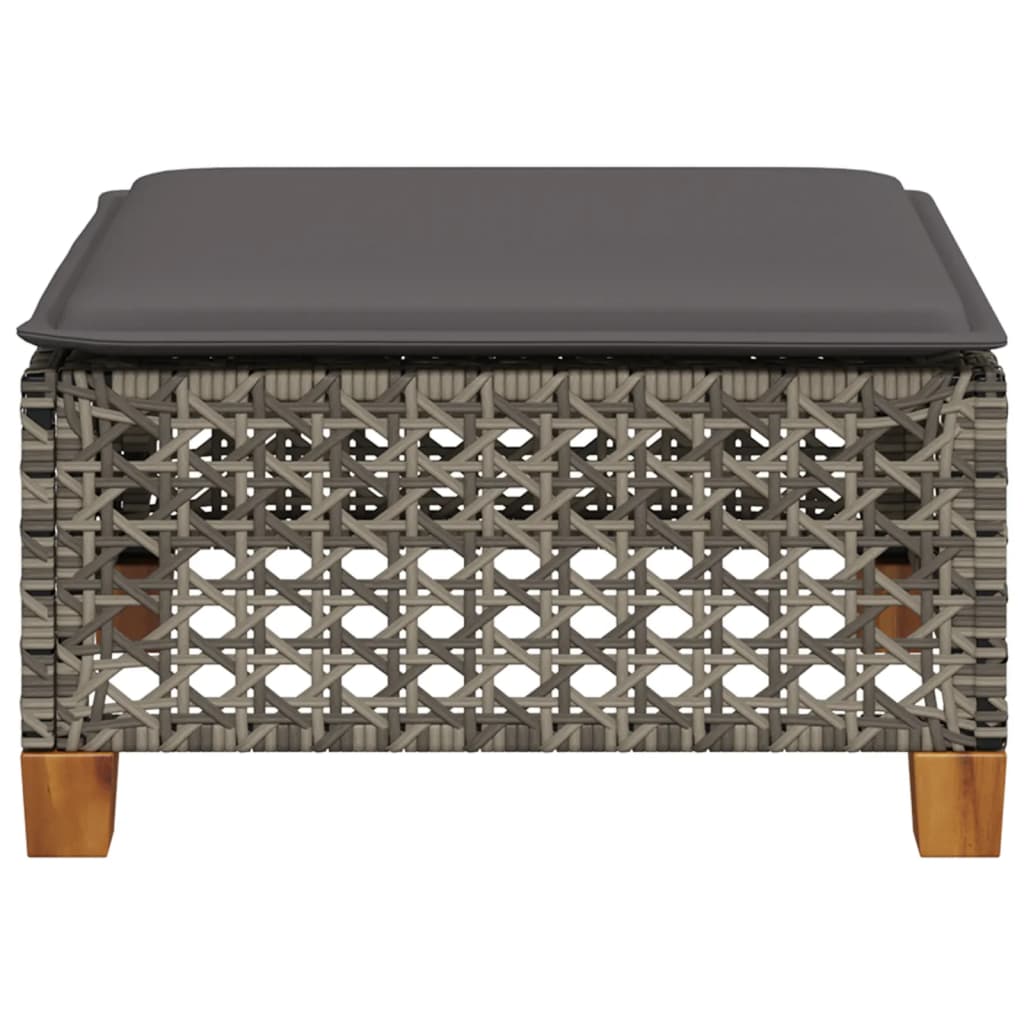 haveskammel med hynde 63,5x56x32 cm polyrattan grå