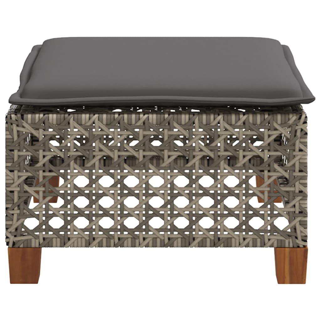 haveskammel med hynde 63,5x56x32 cm polyrattan grå