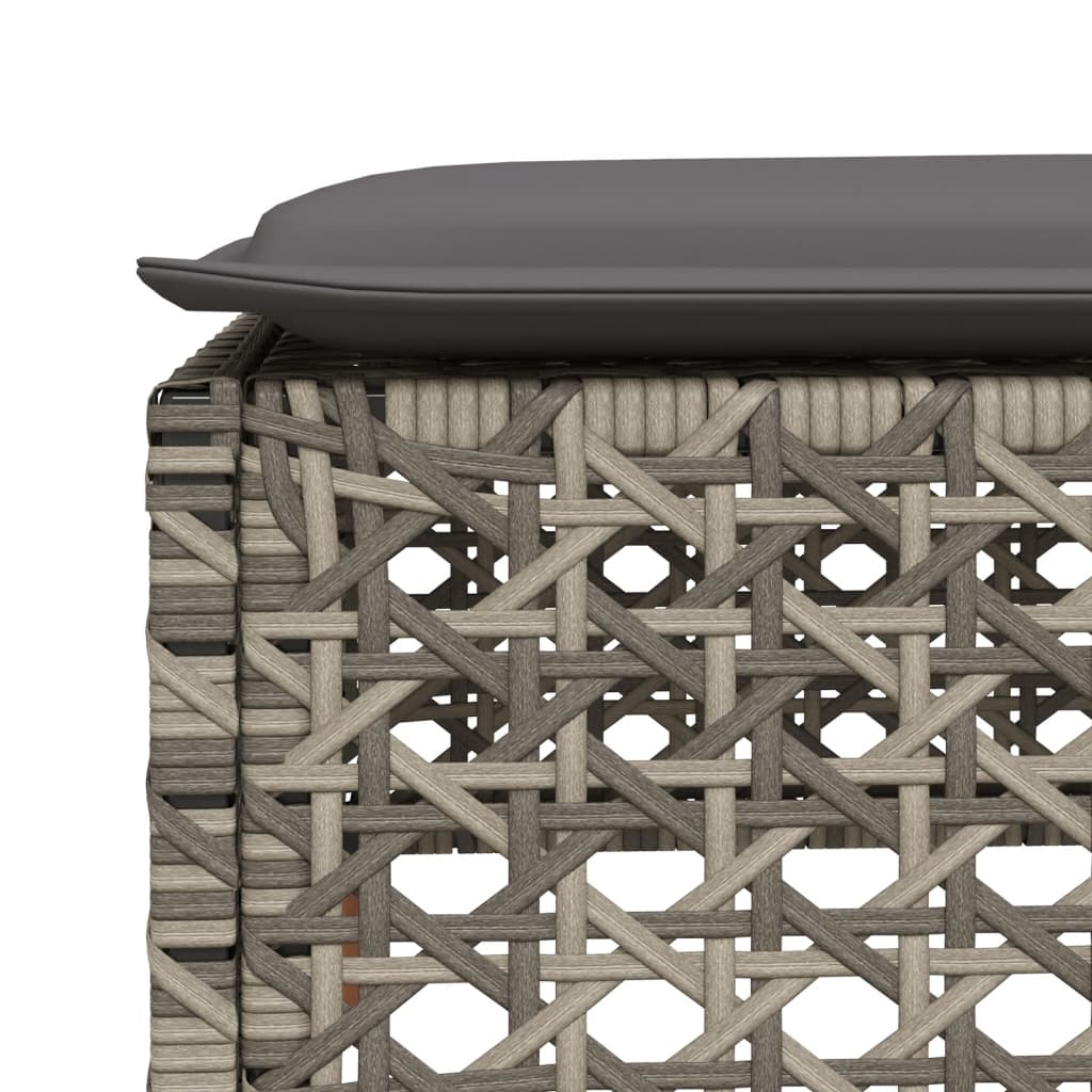 haveskammel med hynde 63,5x56x32 cm polyrattan grå