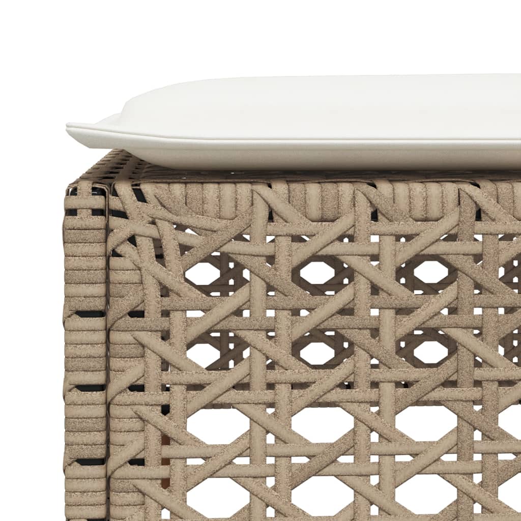 haveskammel med hynde 63,5x56x32 cm polyrattan beige