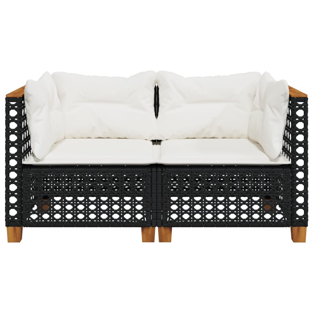 hjørnemoduler til havesofa 2 stk. med hynder polyrattan sort