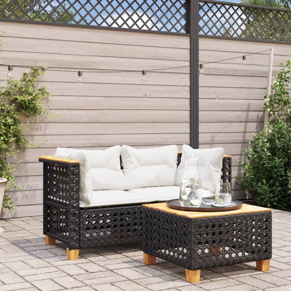 hjørnemoduler til havesofa 2 stk. med hynder polyrattan sort