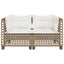 hjørnemoduler til havesofa 2 stk. med hynder polyrattan beige