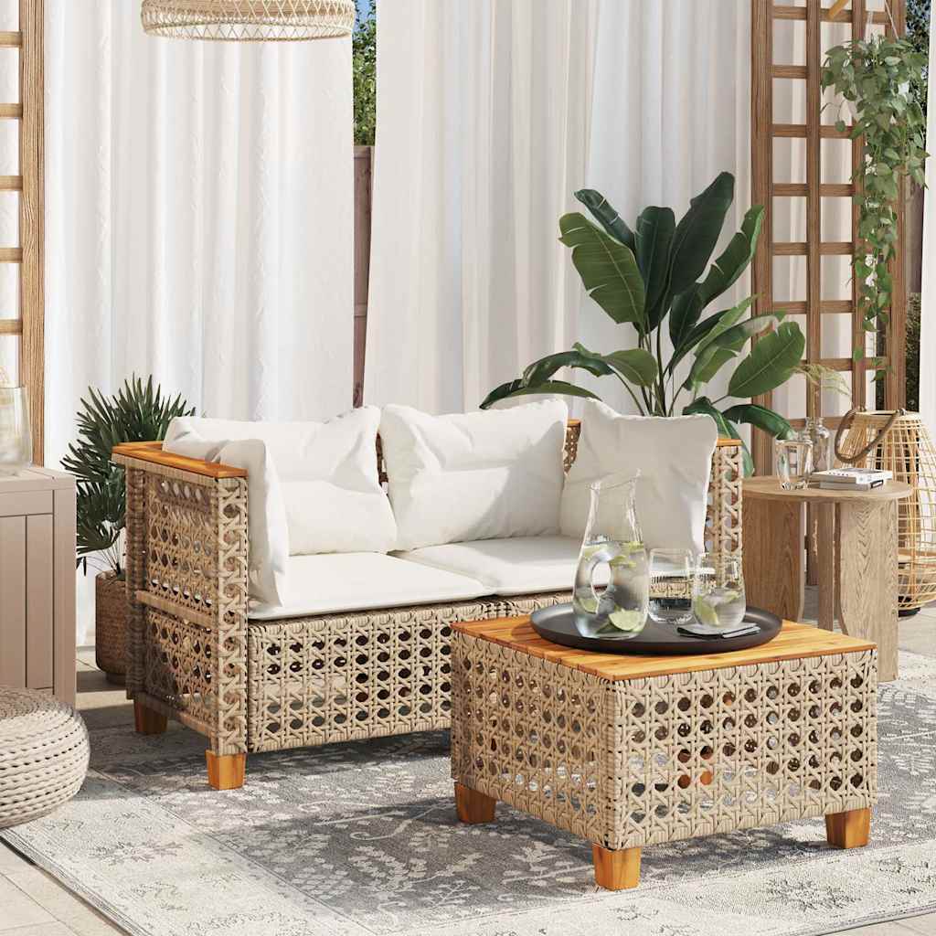 hjørnemoduler til havesofa 2 stk. med hynder polyrattan beige