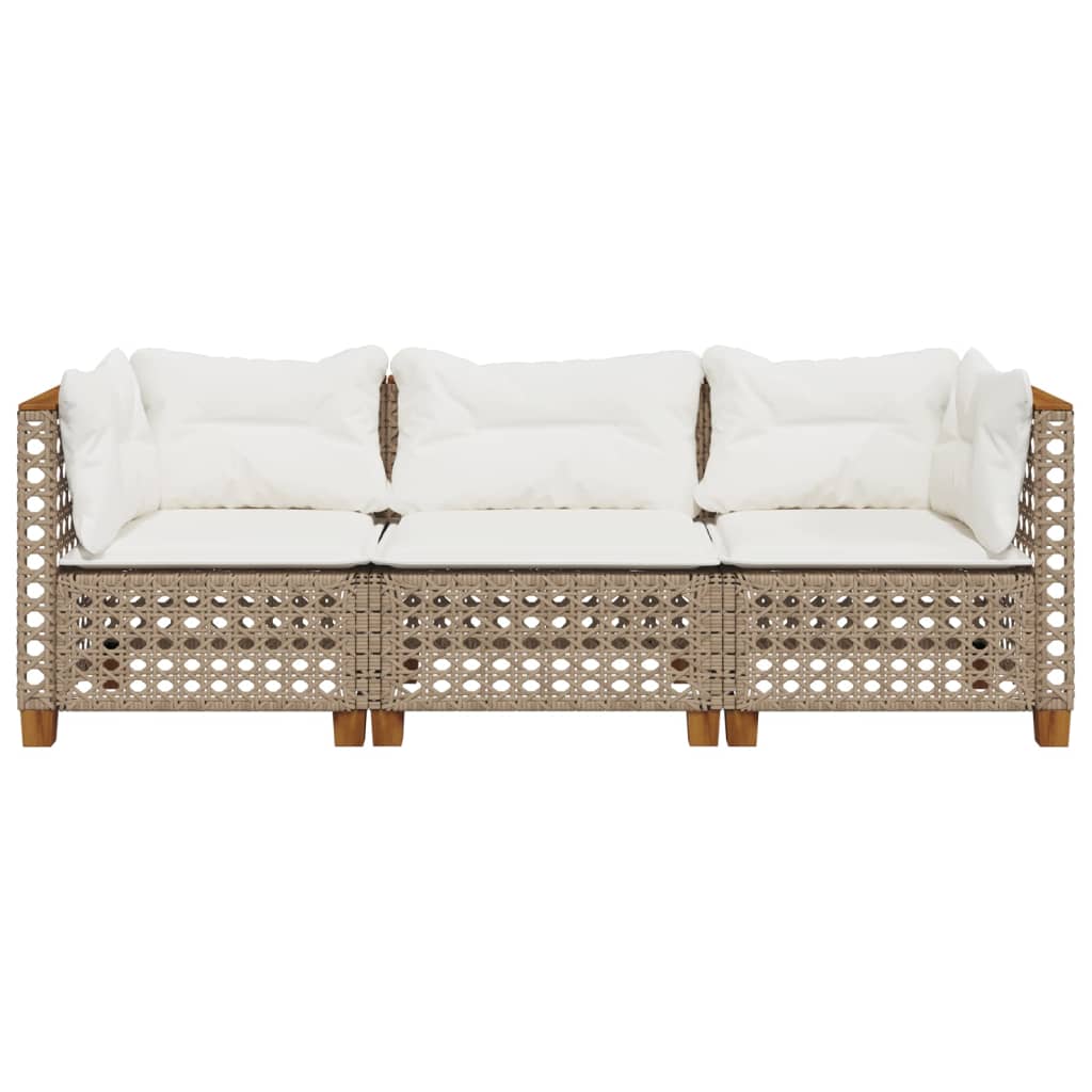 3-personers havesofa med hynder polyrattan beige