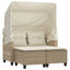 2-personers havesofa med baldakin og skamler polyrattan beige