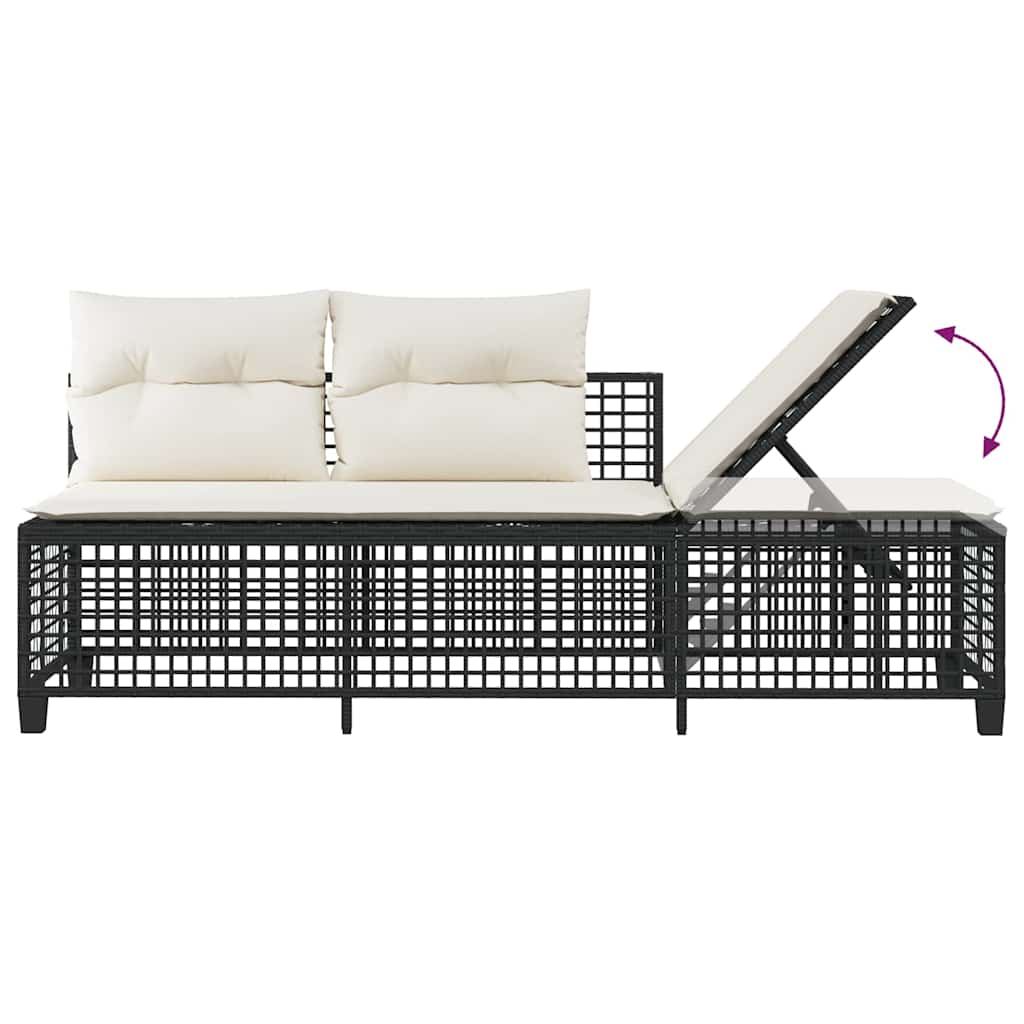 hjørnesofasæt til haven 3 dele med hynder polyrattan sort