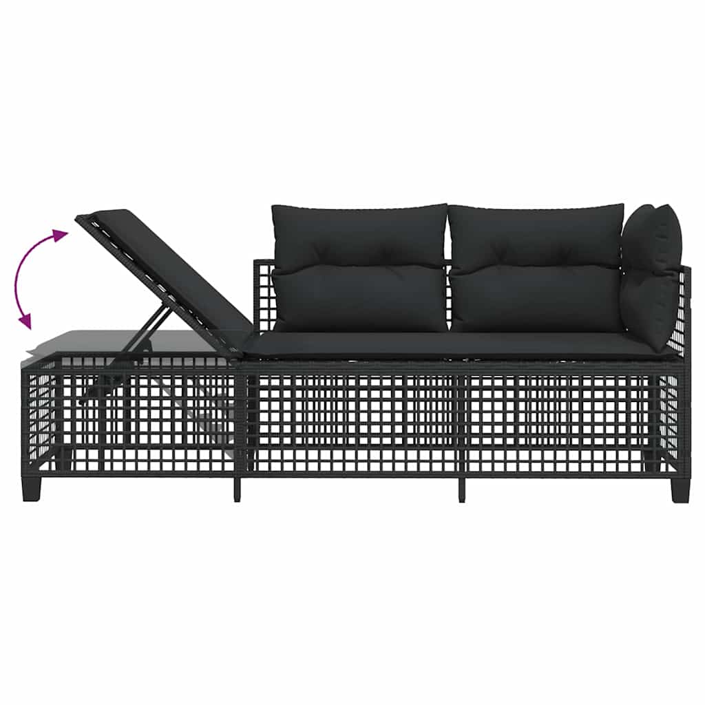 hjørnesofasæt til haven 3 dele med hynder polyrattan sort