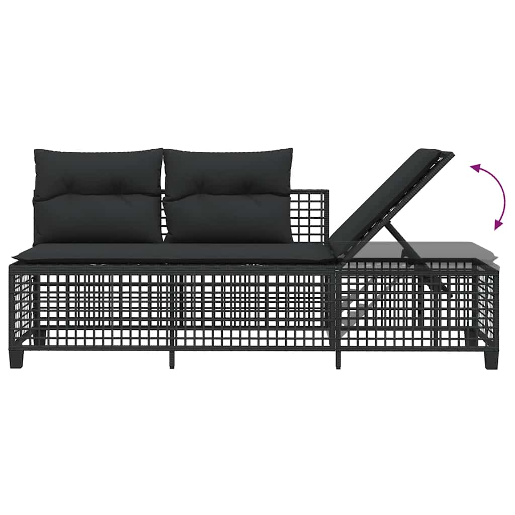 hjørnesofasæt til haven 3 dele med hynder polyrattan sort