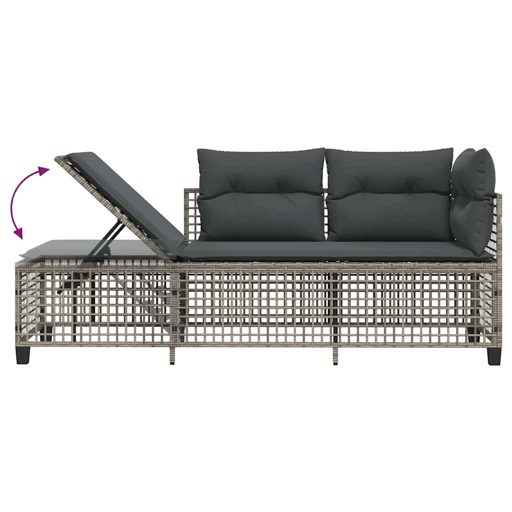 hjørnesofasæt til haven 3 dele med hynder polyrattan grå