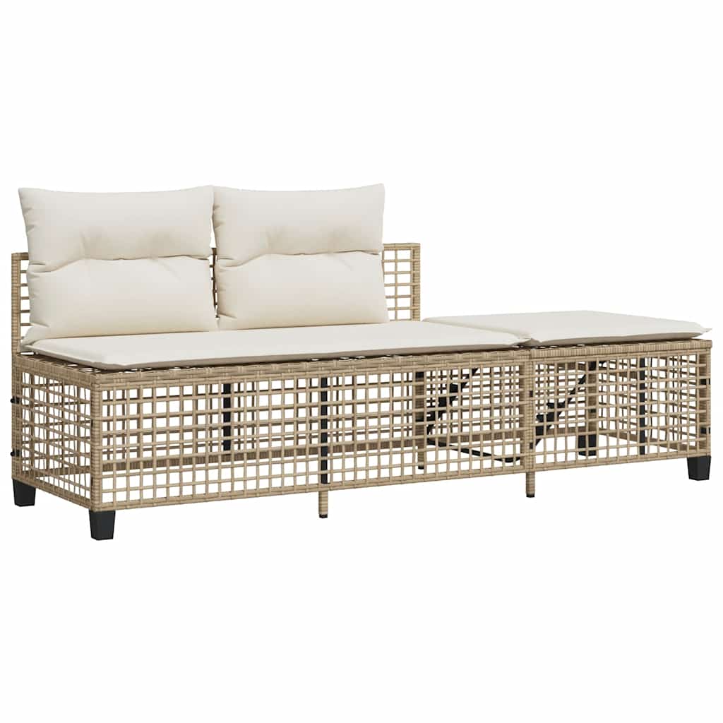 hjørnesofasæt til haven 3 dele med hynder polyrattan beige